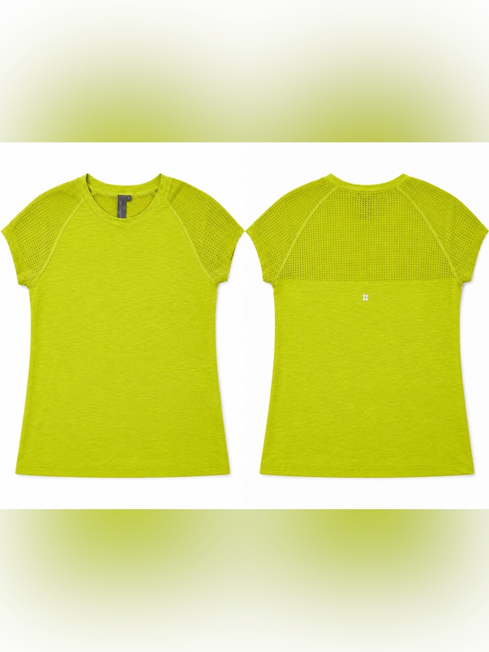 Sweaty Betty London Neon Lime Perforated Mesh Performance Tee| Medium EUC